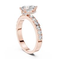 Pear Cut Pavé Solitaire Engagement Ring