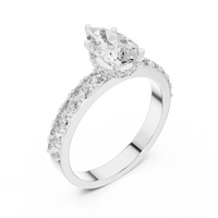 Pear Cut Pavé Solitaire Engagement Ring