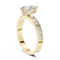 Pear Cut Pavé Solitaire Engagement Ring