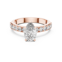 Pear Cut Pavé Solitaire Engagement Ring