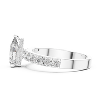 Pear Cut Pavé Solitaire Engagement Ring