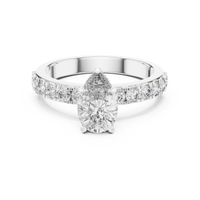 Pear Cut Pavé Solitaire Engagement Ring