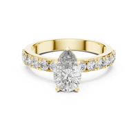 Pear Cut Pavé Solitaire Engagement Ring