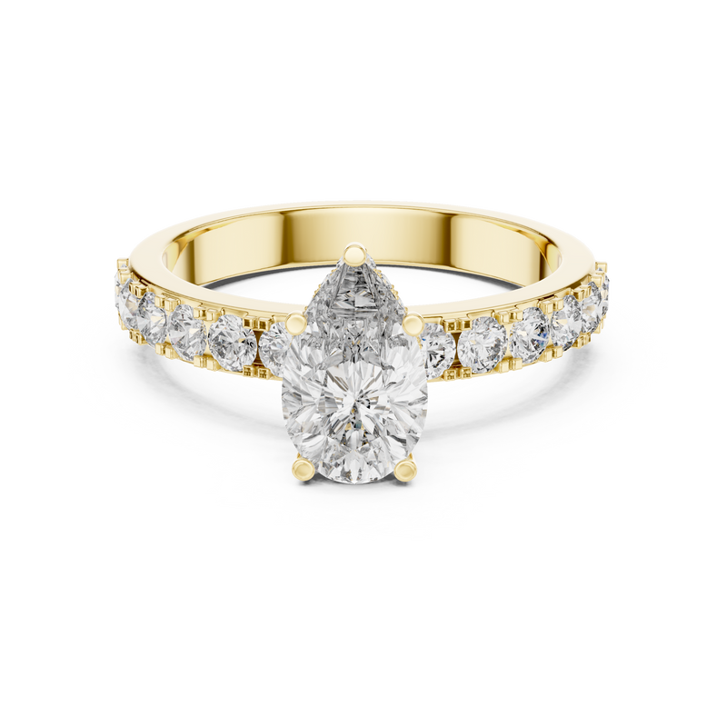 Pear Cut Pavé Solitaire Engagement Ring