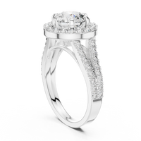 Round Double Halo Split Shank Engagement Ring