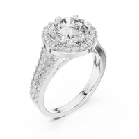 Round Double Halo Split Shank Engagement Ring