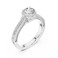 Round Halo Baguette Split Shank Engagement Ring