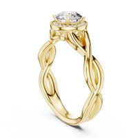 Round Halo Celtic Knot Engagement Ring