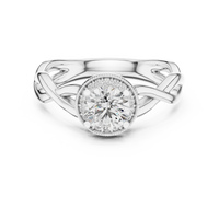 Round Halo Celtic Knot Engagement Ring