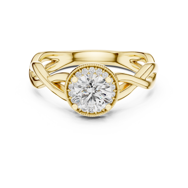 Round Halo Celtic Knot Engagement Ring