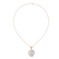 Classic Round Double Halo Diamond Pendant Necklace