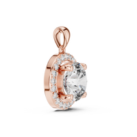Classic Round Double Halo Diamond Pendant Necklace