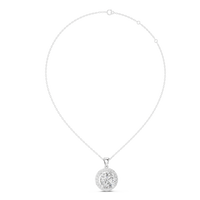 Classic Round Double Halo Diamond Pendant Necklace