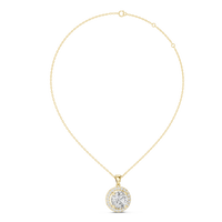 Classic Round Double Halo Diamond Pendant Necklace