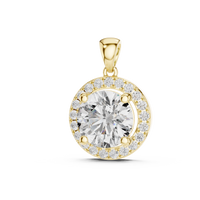 Classic Round Double Halo Diamond Pendant Necklace