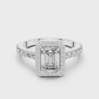 Emerald Halo Pavé Diamond Engagement Ring
