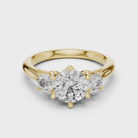 Round Three-Stone Solitaire Engagement Ring