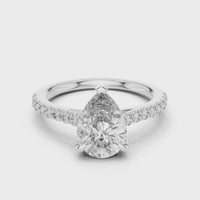 Pear Cut Solitaire Pave Engagement Ring