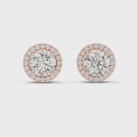 Round Diamond Halo Stud Earrings