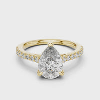 Pear Cut Solitaire Pave Engagement Ring