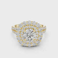 Round Halo Floral Cluster Diamond Engagement Ring