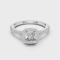 Cushion Halo Split Shank Pave Engagement Ring