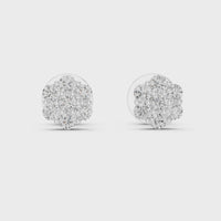 Round Floral Diamond Cluster Stud Earrings