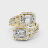 Radiant Toi et Moi Pave Diamond Engagement Ring