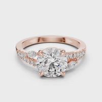 Round Solitaire Marquise Accent Engagement Ring