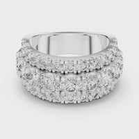 Multi-Row Round Diamond Eternity Statement Ring