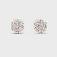 Round Floral Diamond Cluster Stud Earrings