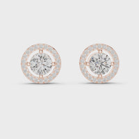 Round Halo Solitaire Diamond Stud Earrings