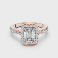Emerald Halo Pavé Diamond Engagement Ring