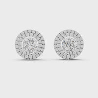 Round Double Halo Diamond Stud Earrings