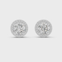 Round Diamond Halo Stud Earrings