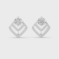 Round Brilliant Halo Drop Diamond Stud Earrings