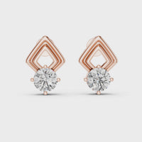 Classic Round Diamond Drop Stud Earrings