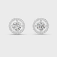 Round Halo Solitaire Diamond Stud Earrings