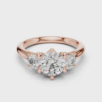 Round Three-Stone Solitaire Engagement Ring