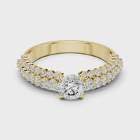 Round Diamond Double Row Pave Engagement Ring