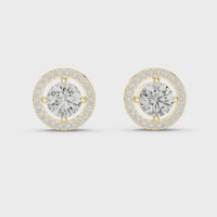 Round Halo Solitaire Diamond Stud Earrings