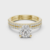 Round Solitaire Double Pave Diamond Engagement Ring