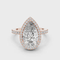 Pear-Shaped Halo Pavé Diamond Engagement Ring