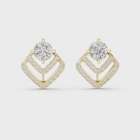 Round Brilliant Halo Drop Diamond Stud Earrings
