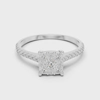 Round Diamond Cluster Halo Engagement Ring