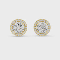Round Diamond Halo Stud Earrings