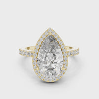 Pear-Shaped Halo Pavé Diamond Engagement Ring