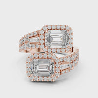 Radiant Toi et Moi Pave Diamond Engagement Ring