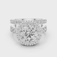 Round Halo Diamond Bridal Ring Set