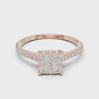 Round Diamond Cluster Halo Engagement Ring
